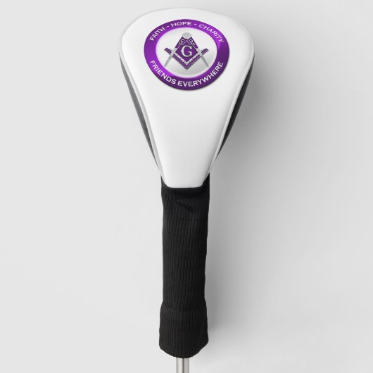 Masonic Golf Head Cover Purple ゴルフヘッドカバー (正面)