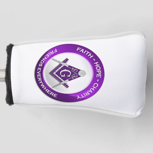 Masonic Golf Putter Cover Purple ゴルフヘッドカバー (正面)
