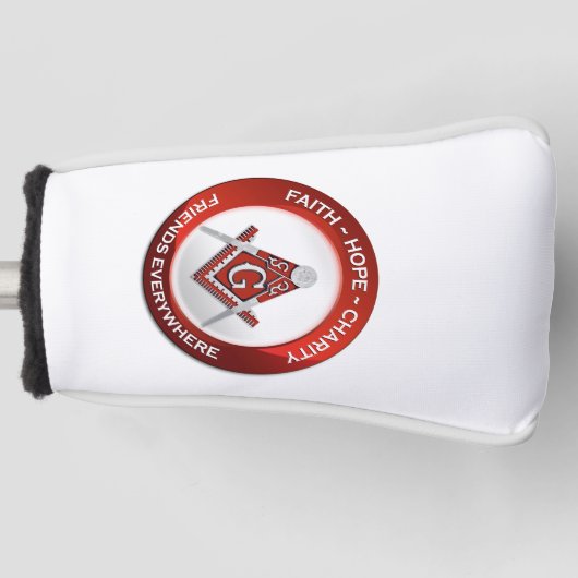 Masonic Golf Putter Cover Red ゴルフヘッドカバー (正面)