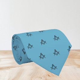Masonic Masonry Freemason Blue Pattern ネクタイ