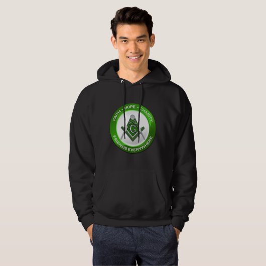 Masonic Men's Hoodie Green パーカ (正面フル)