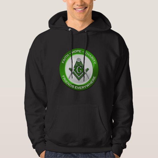 Masonic Men's Hoodie Green パーカ (正面)