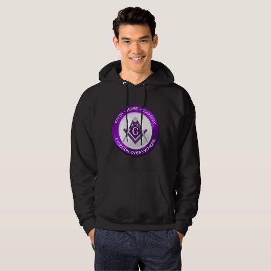 Masonic Men's Hoodie Purple パーカ (正面フル)