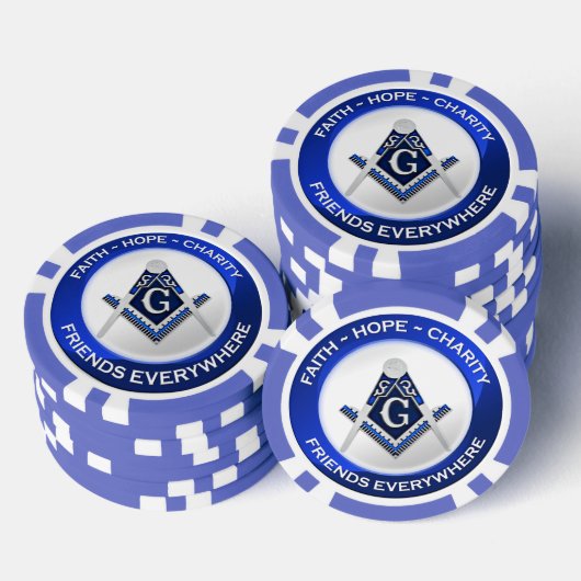 Masonic Piker Poker Chips Blue ポーカーチップ (積み重ね)