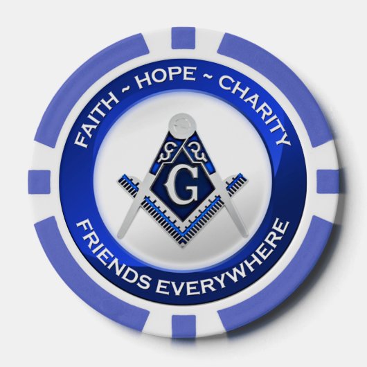 Masonic Piker Poker Chips Blue ポーカーチップ (正面)