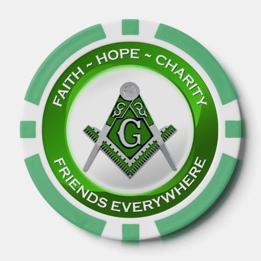 Masonic Poker Chips Green ポーカーチップ (正面)
