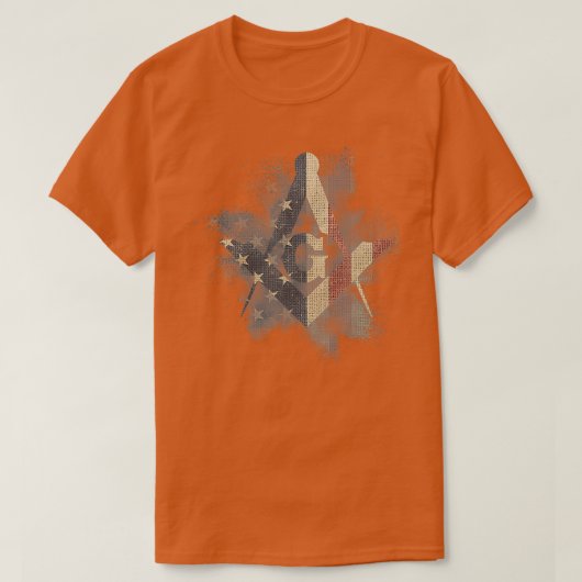Masonic Square and Compass with EEUU Flag  Tシャツ (デザイン正面)