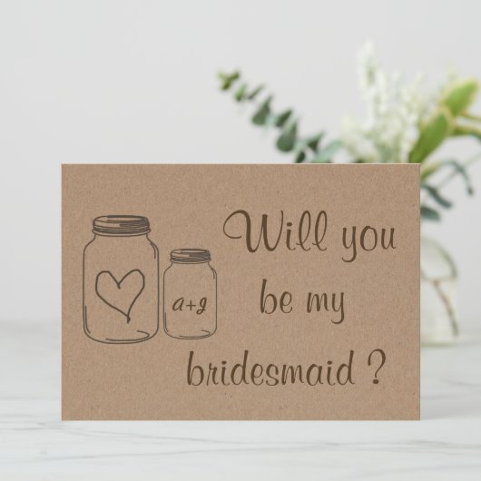 Masonjarの素朴なハートはです私の新婦付添人2決定します 招待状 (スタンド正面)