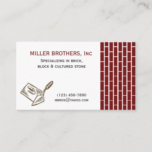 MASONRYレンガ建築ビルダーの名刺 名刺 (正面)