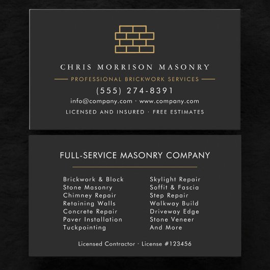 Masonry Brick Mason Contractor Company 名刺