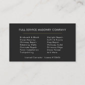 Masonry Brick Mason Contractor Company 名刺 (裏面)