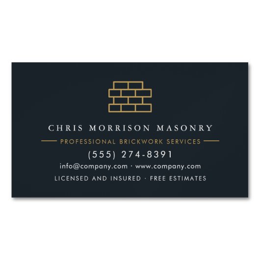 Masonry Bricklayer Brick Company マグネット名刺 (正面)