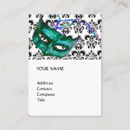 MASQUERADEパーティー白黒ダマスク 名刺