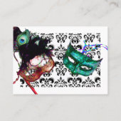 MASQUERADEパーティー白黒ダマスク 名刺 (裏面)