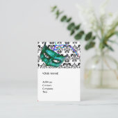 MASQUERADEパーティー白黒ダマスク 名刺 (スタンド正面)