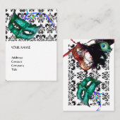 MASQUERADEパーティー白黒ダマスク 名刺 (正面/裏面)