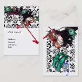 MASQUERADEパーティー白黒ダマスク 名刺 (正面/裏面)