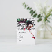 MASQUERADEパーティー白黒ダマスク 名刺 (スタンド正面)