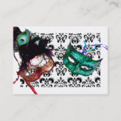 MASQUERADEパーティー白黒ダマスク 名刺 (裏面)