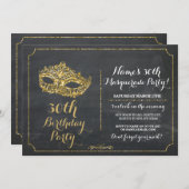 MASQUERADEパーティー金ゴールドマスク招待状30th 40th 50th 招待状 (正面/裏面)