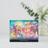 MASQUERADEパーティー，マルディグラスマスク，ダンス，音楽 インビテーションポストカード (スタンド正面)