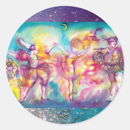 MASQUERADEパーティー,マルディグラスマスク,ダンス,音楽 ラウンドシール (正面)