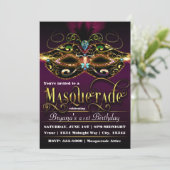 MASQUERADE パープルカラフルマスクパーティー招待状 招待状 (スタンド正面)