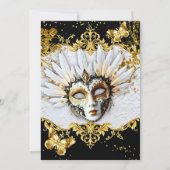 Masquerade birthday Party Gold Black White Mask 招待状 (裏面)