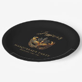 Masquerade Black Gold Birthday  ペーパープレート (アングル)