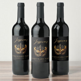 Masquerade Black Gold Birthday  ワインラベル