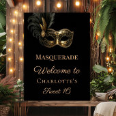 Masquerade black gold Sweet 16 welcome ポスター