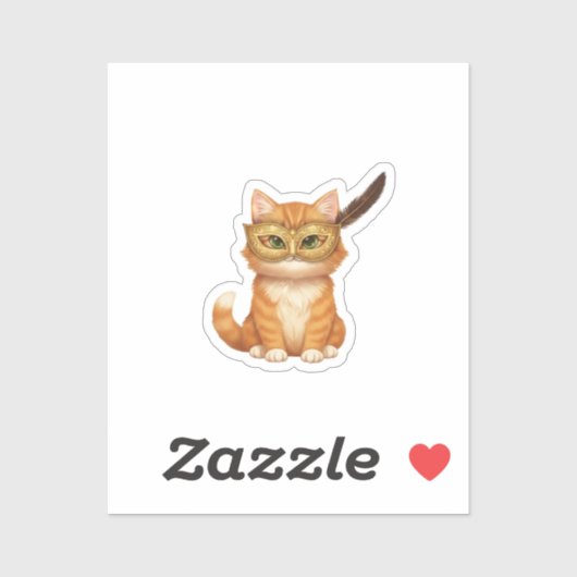  Masquerade Mask Cat Mysterious Golden New Year  シール (シート)