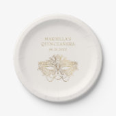 Masquerade Mask Elegant Quinceanera ペーパープレート (正面)