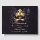 Masquerade Mask Gold Purple Dramatic 16th Birthday ゲストブック (正面)
