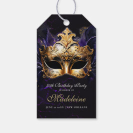 Masquerade Mask Gold Purple Dramatic 50th Birthday ギフトタグ