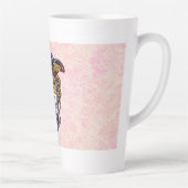 Masquerade Mask on Dusty Pink Brocade Pattern カフェラテマグ (右)