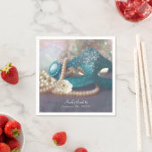 Masquerade Mask & Pearls Rainbow Party スタンダードカクテルナプキン (インサイチュ)