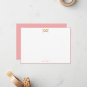 Masquerade Mask Pink Personalized Stationery ノートカード (正面/裏面インサイチュ)