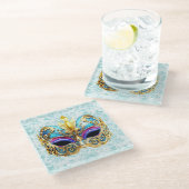 Masquerade  Mask  with the Golden Embellishments ガラスコースター (アングル)
