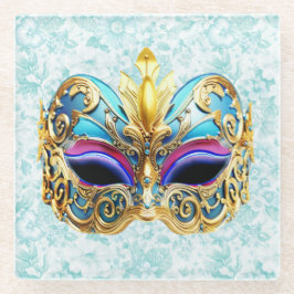 Masquerade  Mask  with the Golden Embellishments ガラスコースター
