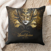 Masquerade Motif Sweet 16ブラック金ゴールドV2 ID1032 クッション (ブランケット)