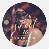 Masquerade Photo Sweet 16 Birthday ラウンドシール (正面)