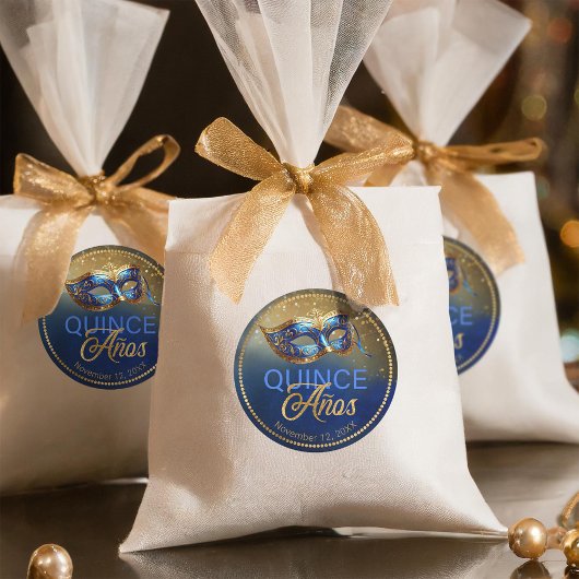 Masquerade Quince Anos Blue金ゴールドID1031 ラウンドシール