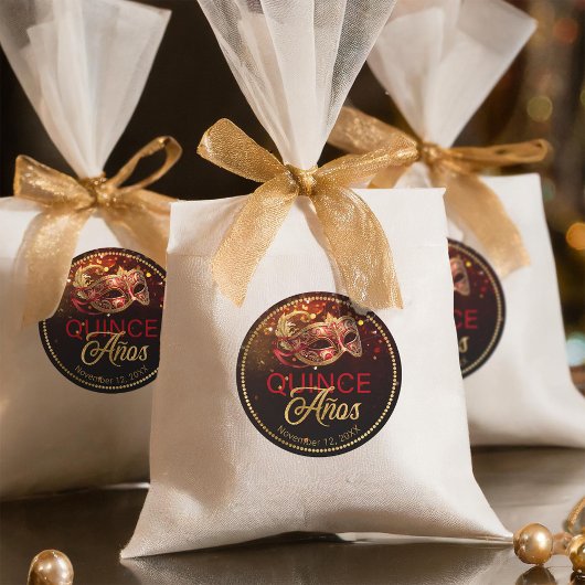 Masquerade Quince Anos Red金ゴールドID1031 ラウンドシール