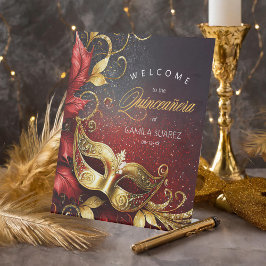 Masquerade Quinceaneraウェルカムレッド金ゴールドID1031 台座サイン