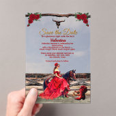 Masquerade Ranch Quinceañera Red Glam Girl & Name アクリル招待状 (インサイチュ (ポータブル))