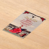 Masquerade Ranch Quinceañera Red Glam Girl & Name アクリル招待状 (レイダウン)