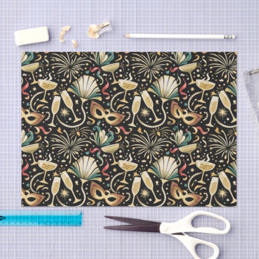 Masquerade Roaring Twenties New Year Pattern 薄葉紙 (クラフト)
