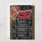 Masquerade Sweet 16パーティー、Mis Quince Anos 招待状 (裏面)