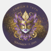 Masquerade Sweet 16パープル金ゴールドV2 ID1032 ラウンドシール (正面)